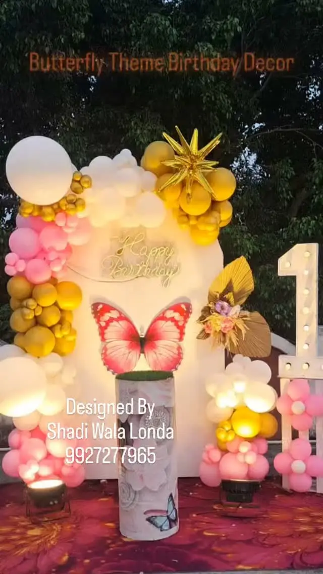 Butterfly Theme 1st Birthday Decor in Hapur, Uttar Pradesh – Shadi Wala Londa